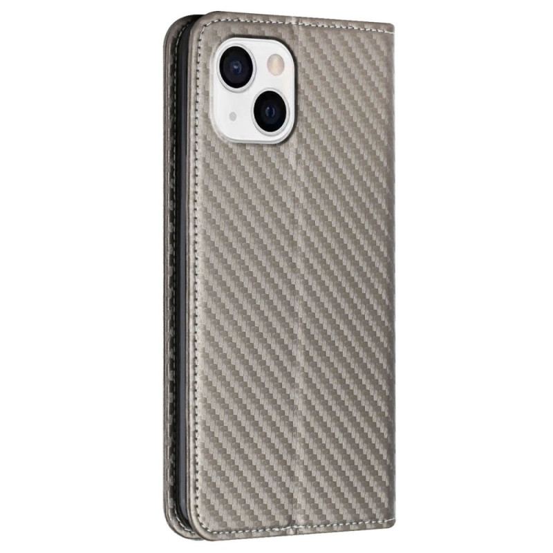 Capa De Celular Para iPhone 14 De Cordão Flip Estilo Strappy Fibra De Carbono