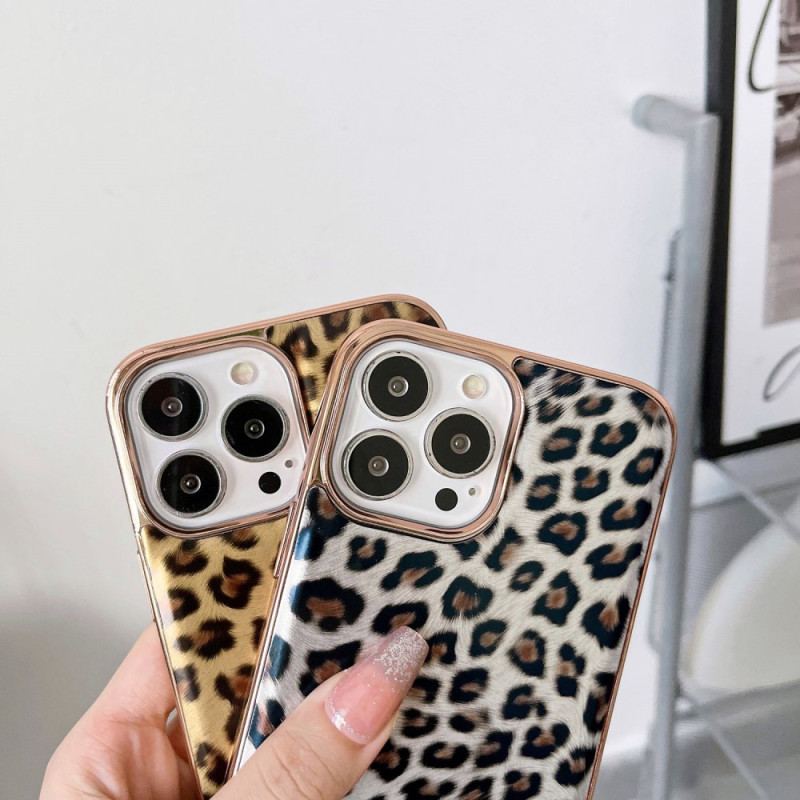 Capa De Celular Para iPhone 14 Efeito Pele De Leopardo