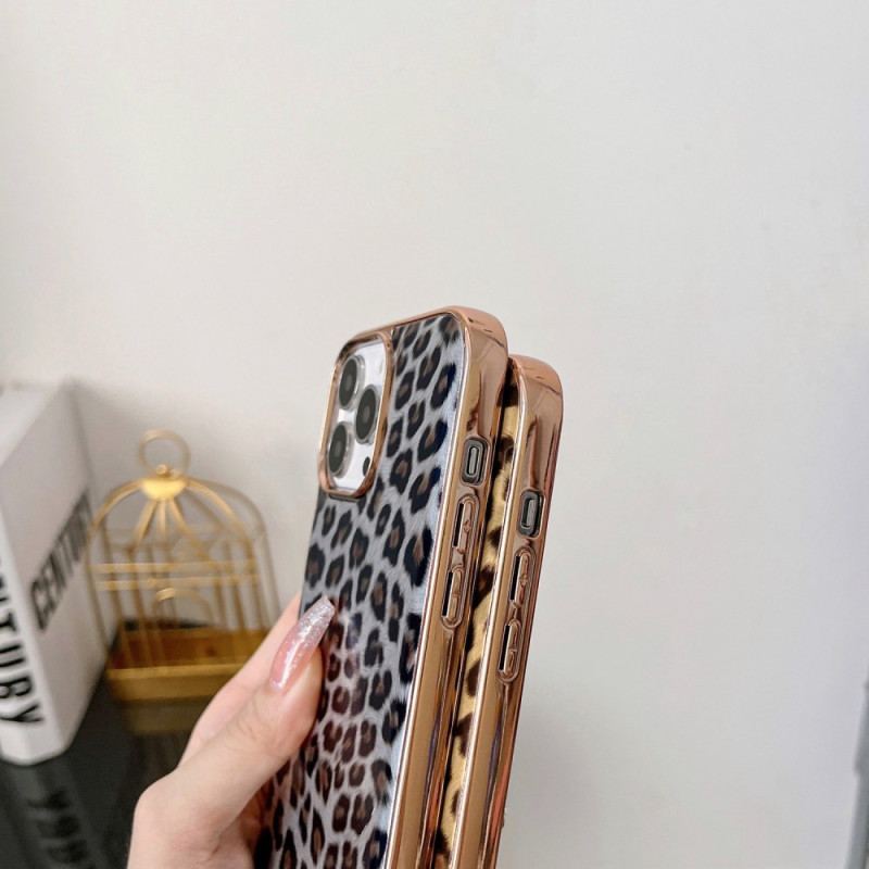 Capa De Celular Para iPhone 14 Efeito Pele De Leopardo