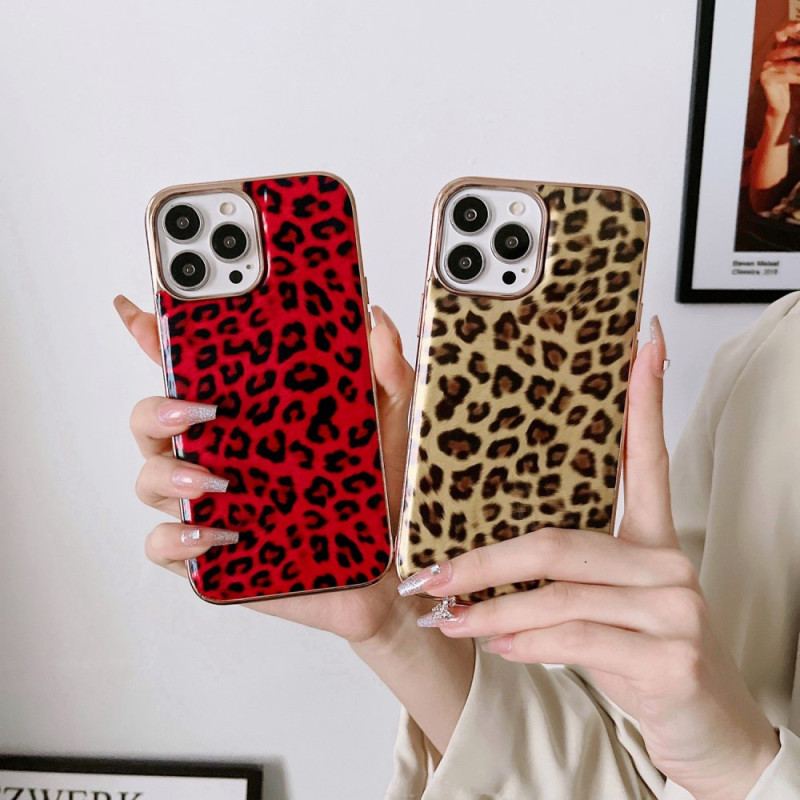 Capa De Celular Para iPhone 14 Efeito Pele De Leopardo