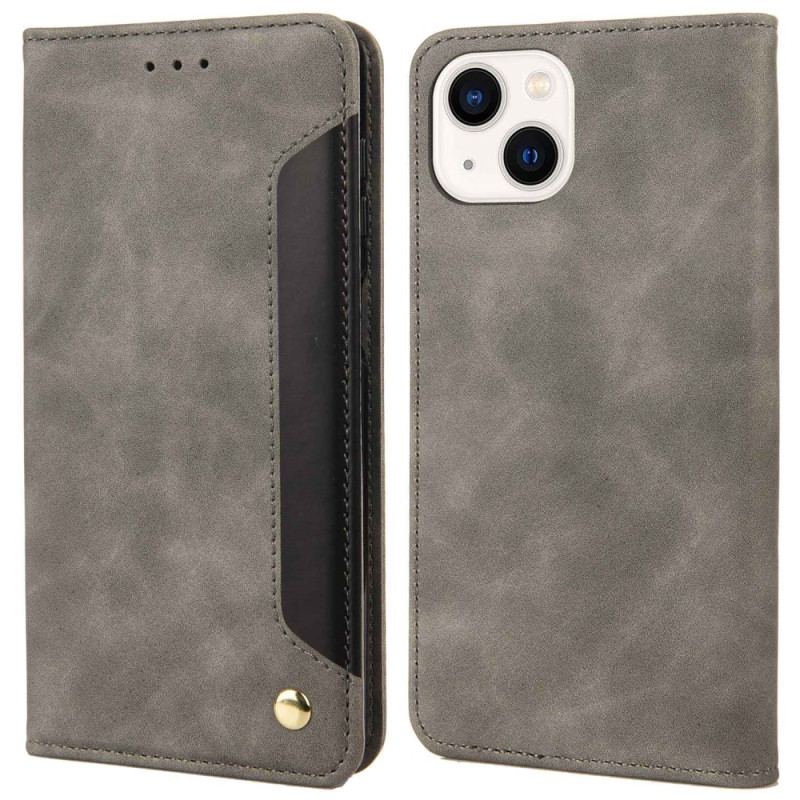 Capa De Celular Para iPhone 14 Flip Bicolor Com Rebite