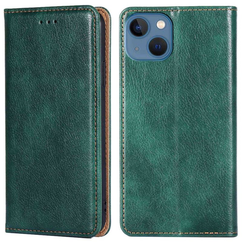 Capa De Celular Para iPhone 14 Flip Costura De Couro Falso