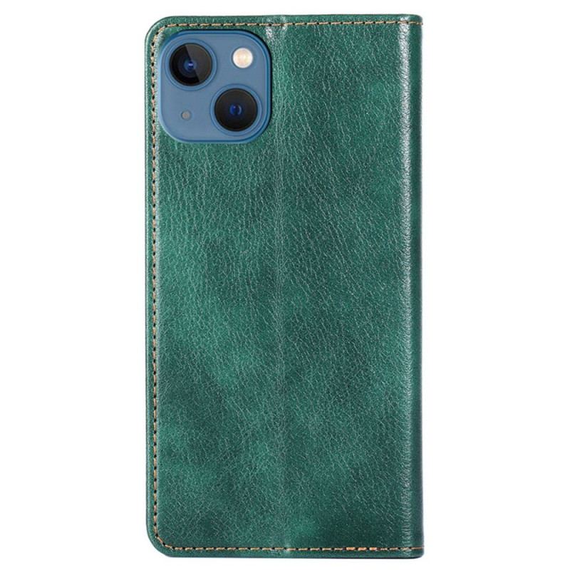 Capa De Celular Para iPhone 14 Flip Costura De Couro Falso