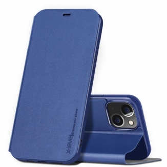 Capa De Celular Para iPhone 14 Flip Couro Falso Nível X