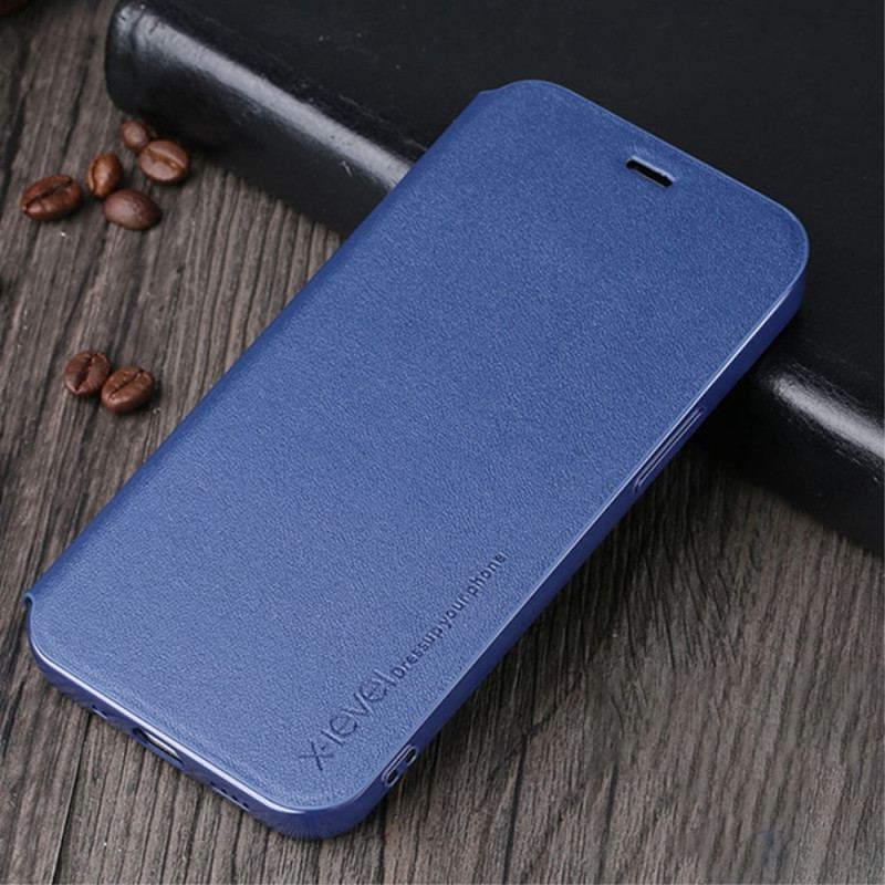 Capa De Celular Para iPhone 14 Flip Couro Falso Nível X