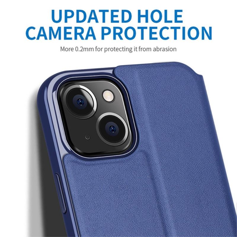 Capa De Celular Para iPhone 14 Flip Couro Falso Nível X