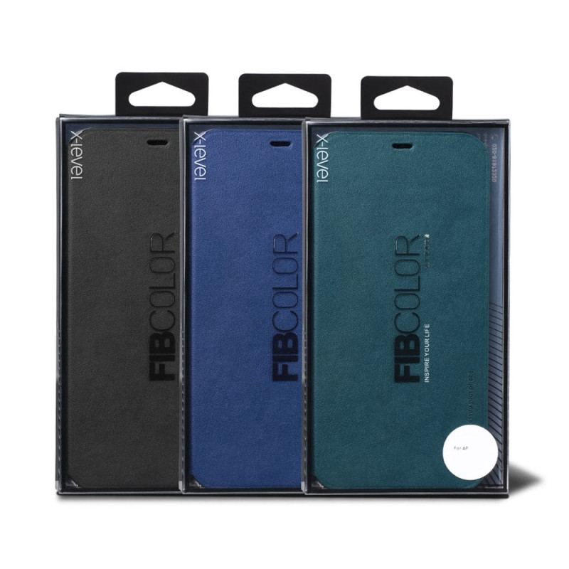 Capa De Celular Para iPhone 14 Flip Couro Falso Nível X