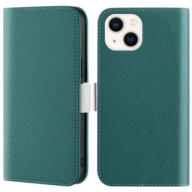 Capa De Celular Para iPhone 14 Flip Couro Sintético De Lichia