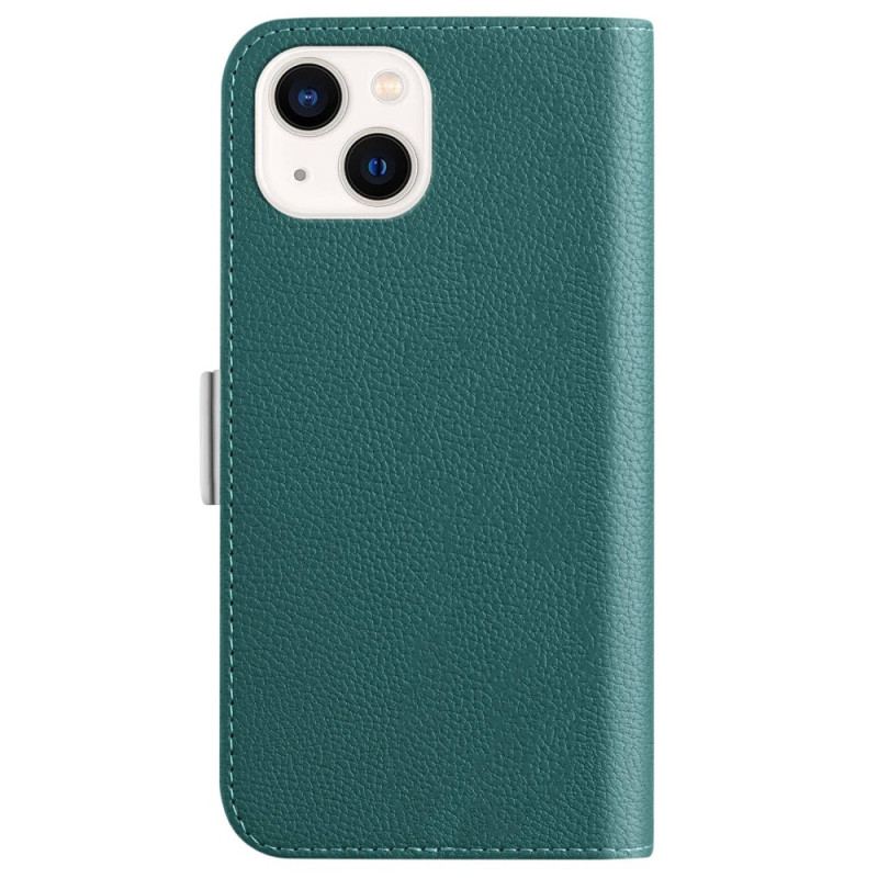 Capa De Celular Para iPhone 14 Flip Couro Sintético De Lichia