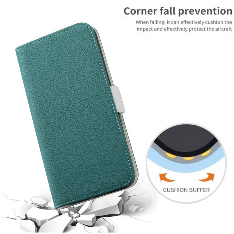 Capa De Celular Para iPhone 14 Flip Couro Sintético De Lichia