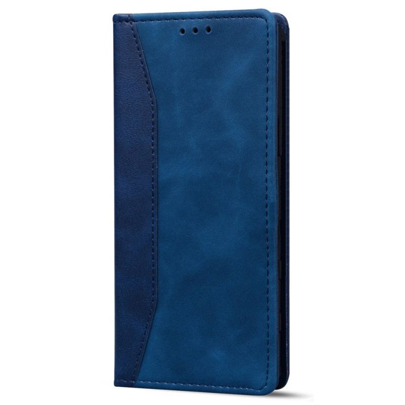 Capa De Celular Para iPhone 14 Flip Efeito Couro Empresarial Em Dois Tons