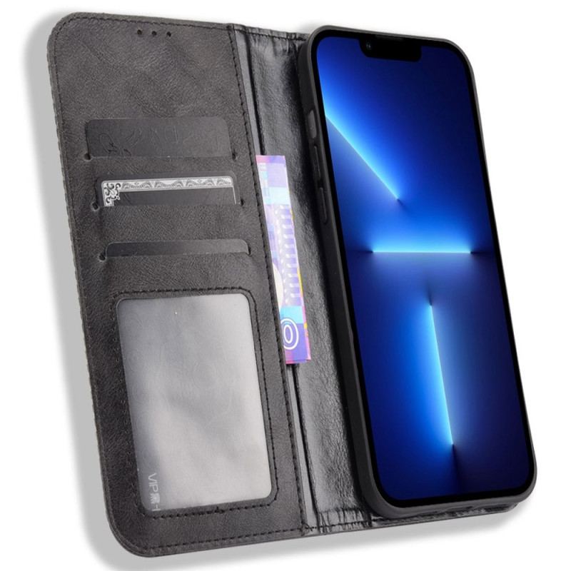 Capa De Celular Para iPhone 14 Flip Estilo De Couro Estilizado