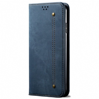 Capa De Celular Para iPhone 14 Flip Tecido Jeans