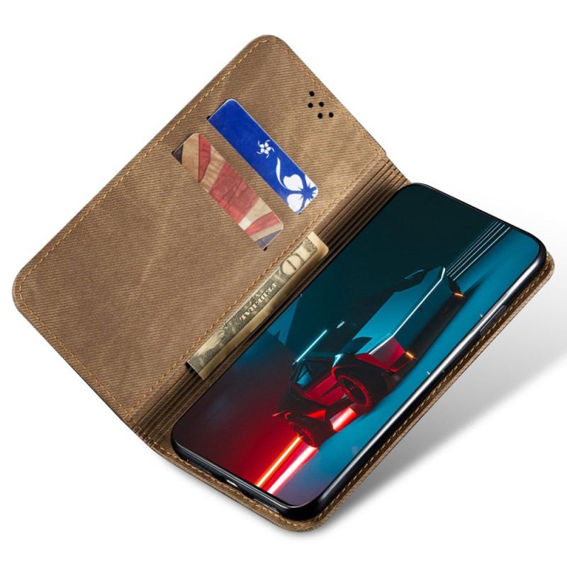 Capa De Celular Para iPhone 14 Flip Tecido Jeans