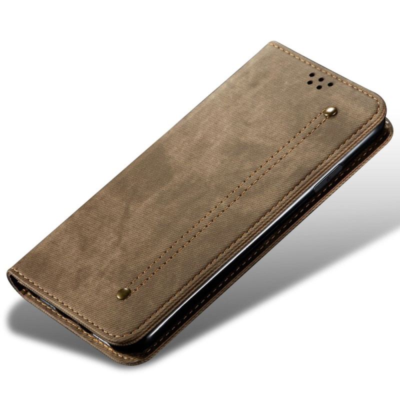 Capa De Celular Para iPhone 14 Flip Tecido Jeans