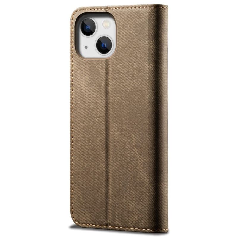 Capa De Celular Para iPhone 14 Flip Tecido Jeans