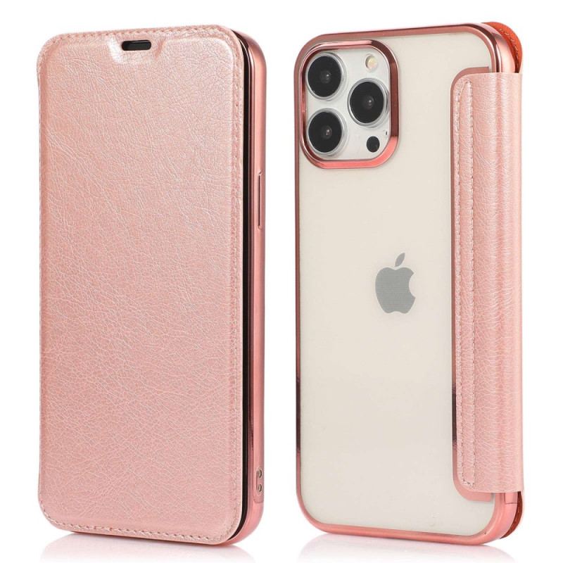 Capa De Celular Para iPhone 14 Flip Titular De Cartão De Couro Sintético