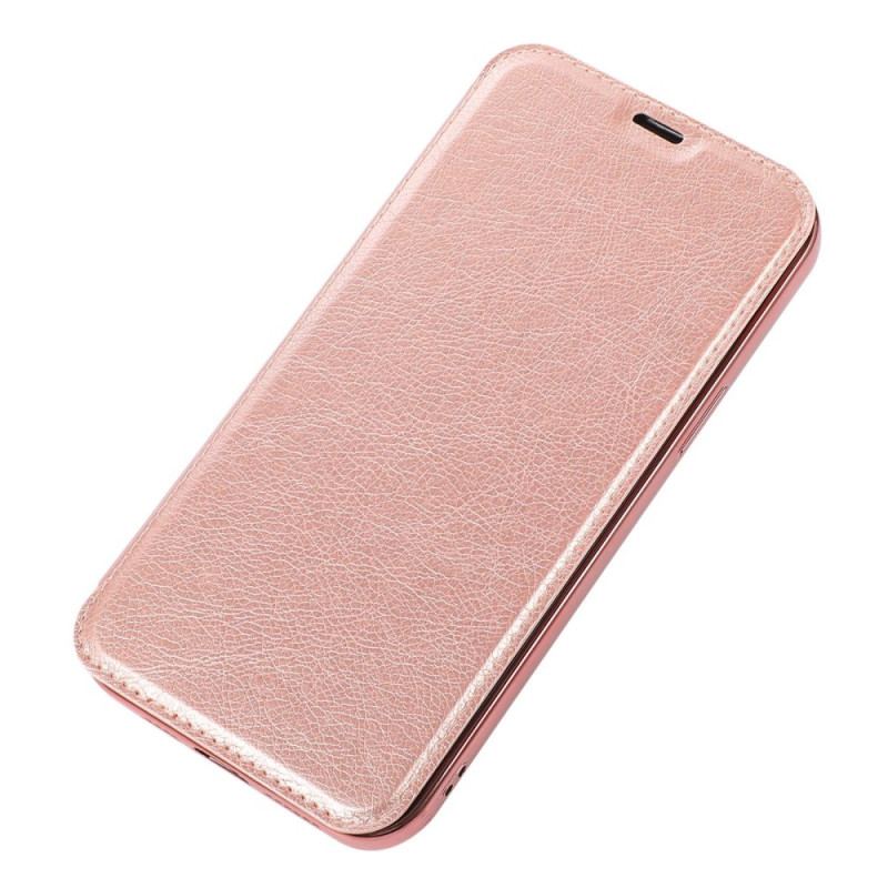 Capa De Celular Para iPhone 14 Flip Titular De Cartão De Couro Sintético