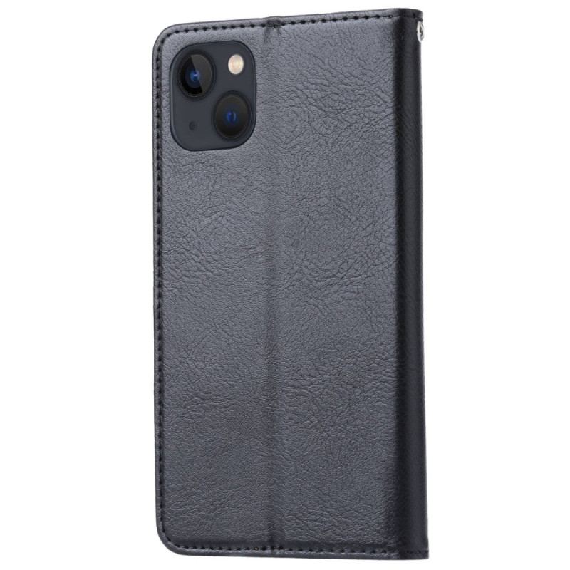 Capa De Celular Para iPhone 14 Flip Titular De Cartão De Couro Sintético