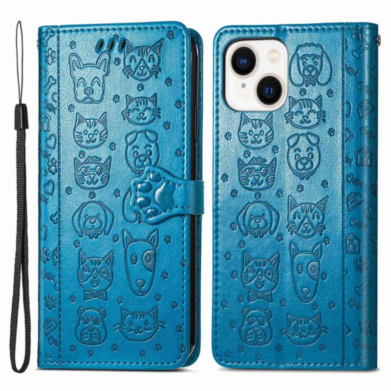 Capa De Couro Para iPhone 14 Animais Animados