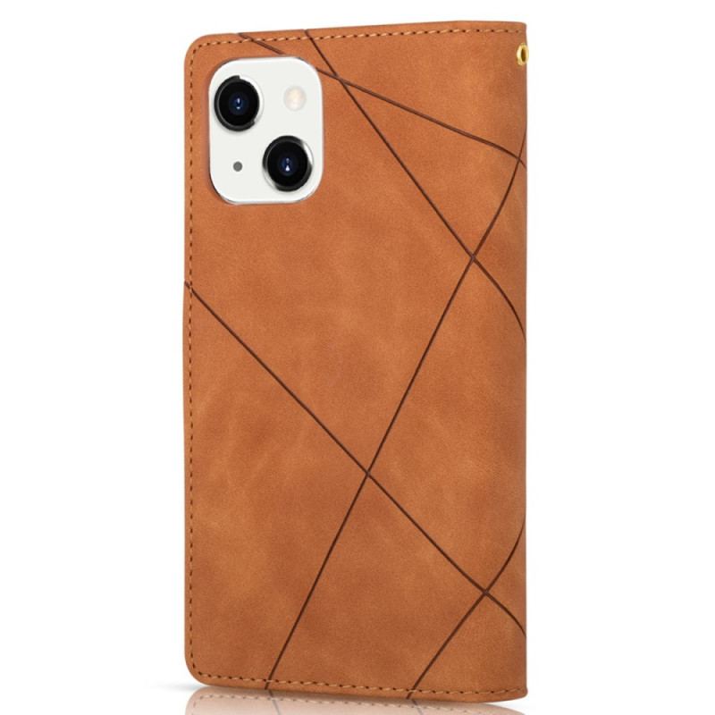 Capa De Couro Para iPhone 14 De Cordão Geometria Da Cinta