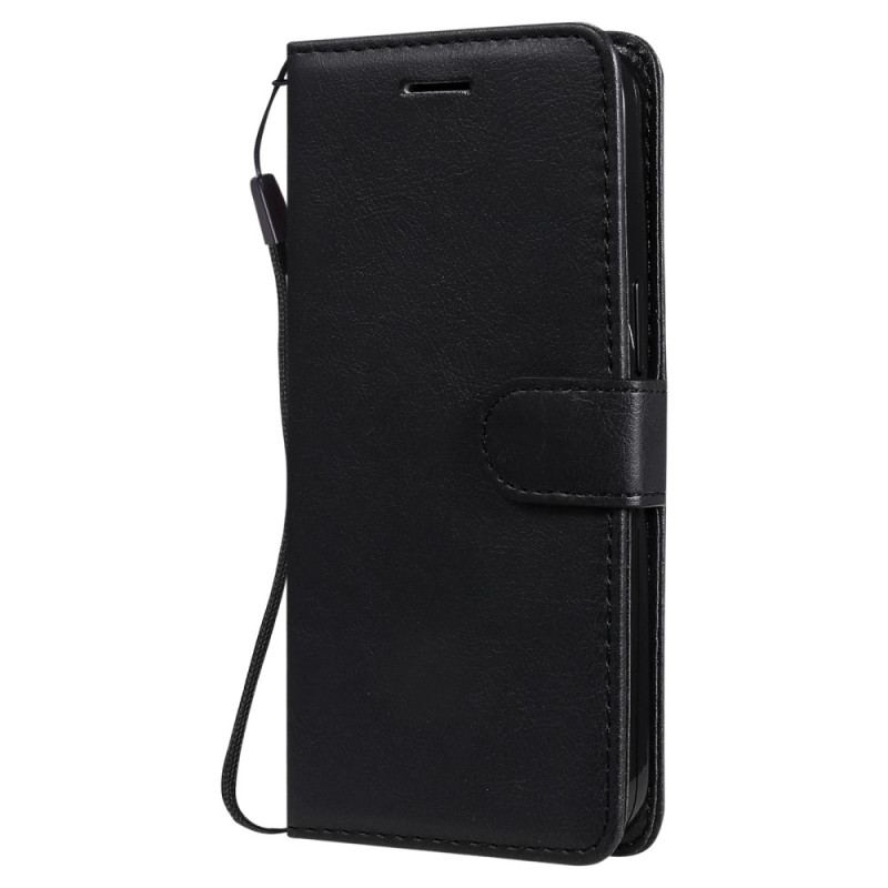 Capa De Couro Para iPhone 14 De Cordão Simples Com Alça