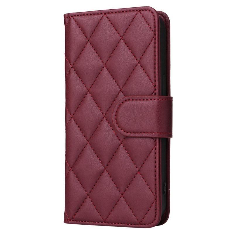 Capa De Couro Para iPhone 14 Estilo Acolchoado