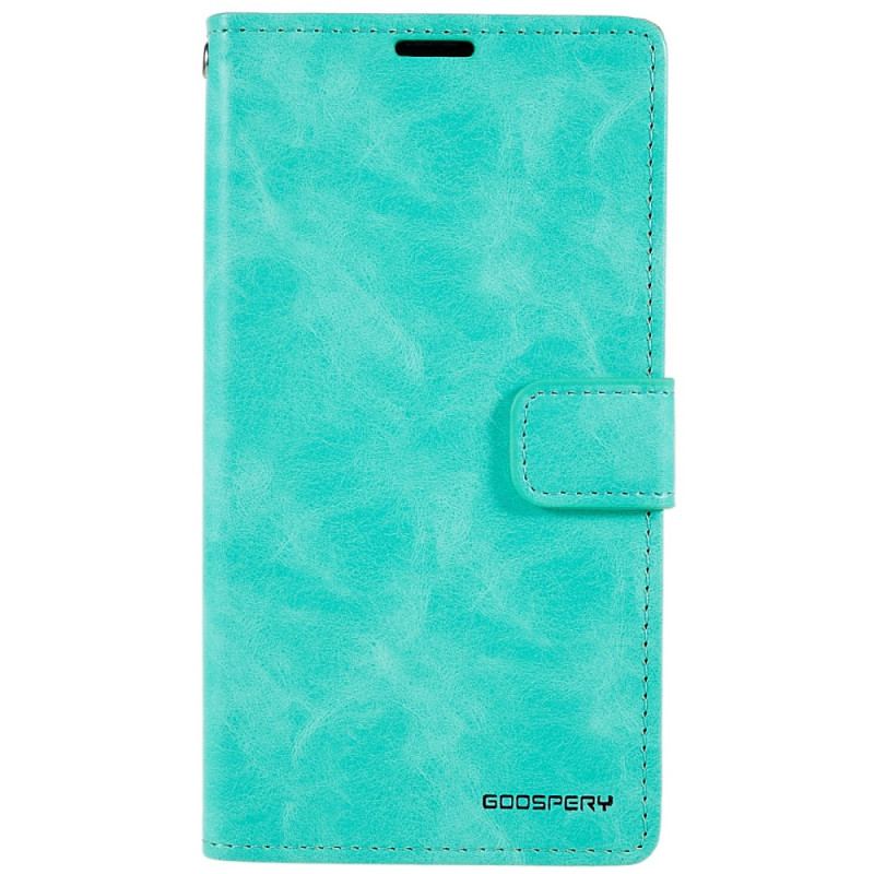 Capa De Couro Para iPhone 14 Lua Azul Mercúrio Goospery