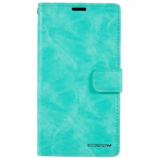 Capa De Couro Para iPhone 14 Lua Azul Mercúrio Goospery