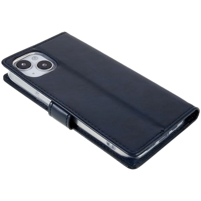 Capa De Couro Para iPhone 14 Lua Azul Mercúrio Goospery