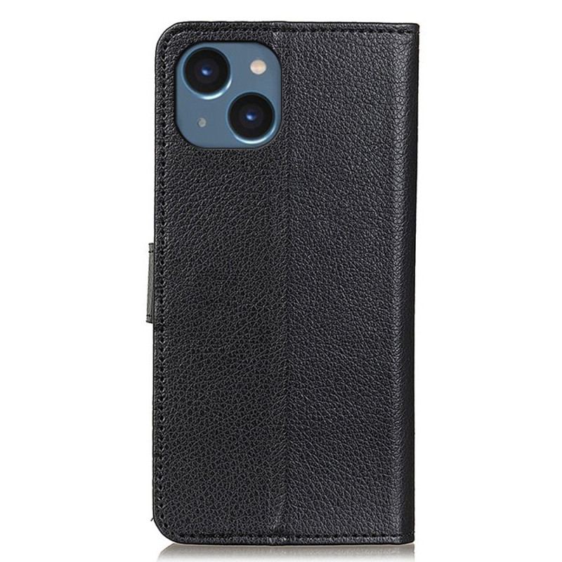 Capa De Couro Para iPhone 14 Tradicionalmente Lichia