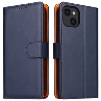 Capa Em Pele Para iPhone 14 Negócios Bicolores