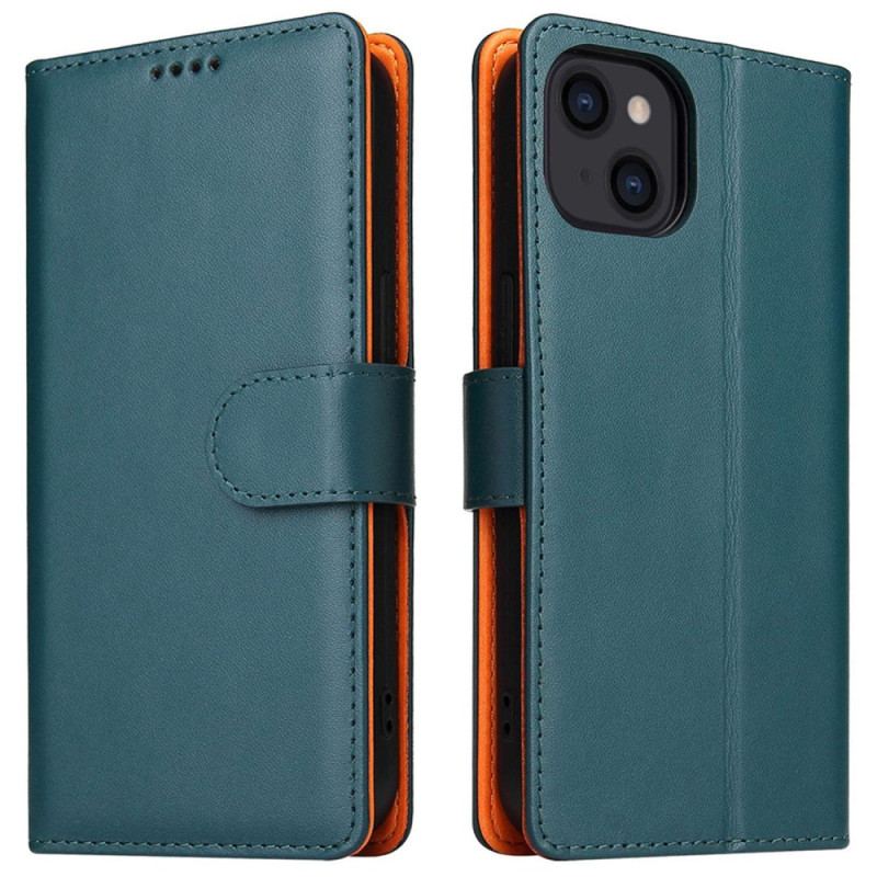 Capa Em Pele Para iPhone 14 Negócios Bicolores