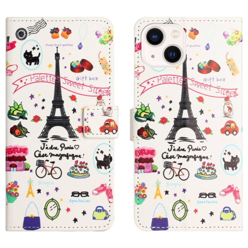 Capa Flip Para iPhone 14 Eu Amo Paris