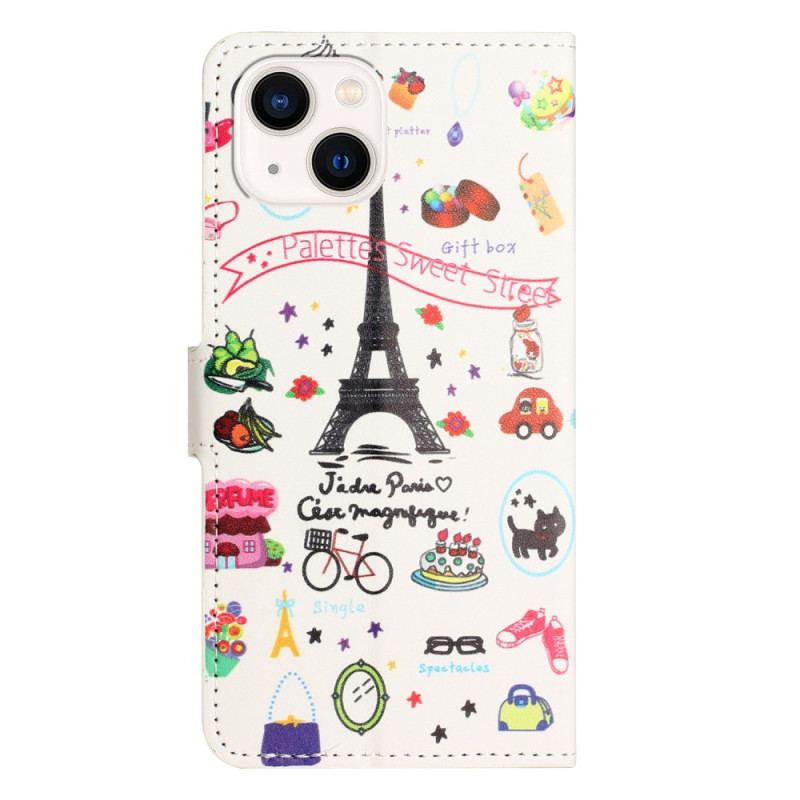 Capa Flip Para iPhone 14 Eu Amo Paris