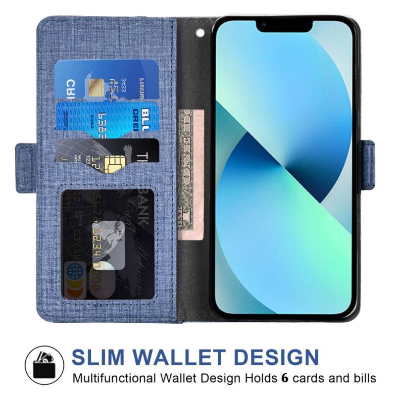 Capa Flip Para iPhone 14 Jeans Com Porta-cartão Giratório