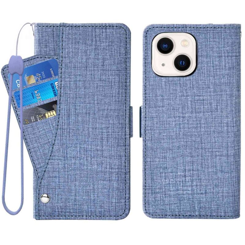 Capa Flip Para iPhone 14 Jeans Com Porta-cartão Giratório