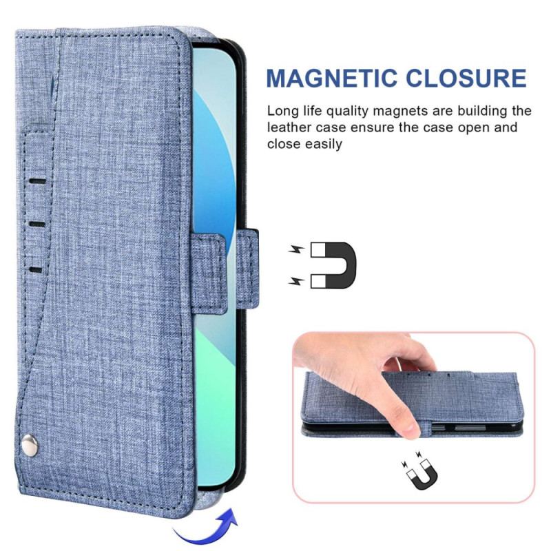 Capa Flip Para iPhone 14 Jeans Com Porta-cartão Giratório