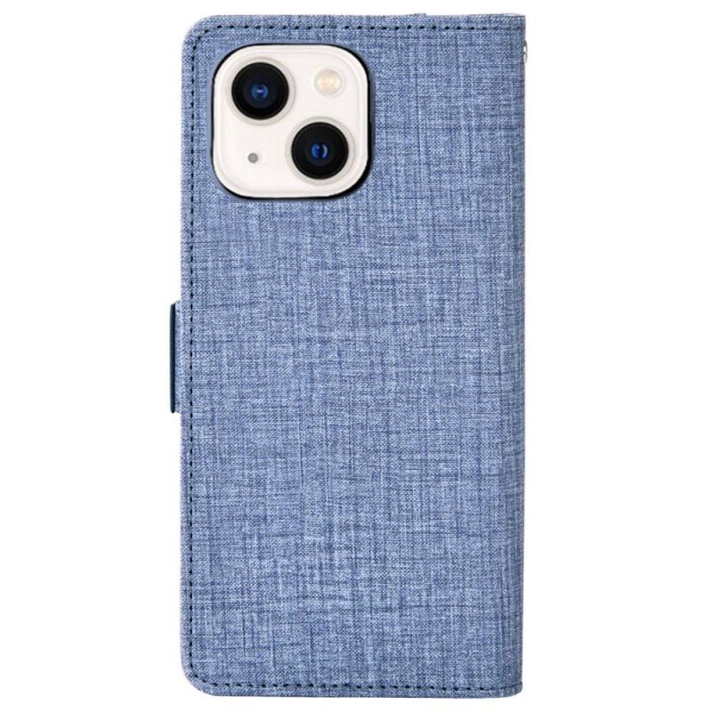 Capa Flip Para iPhone 14 Jeans Com Porta-cartão Giratório