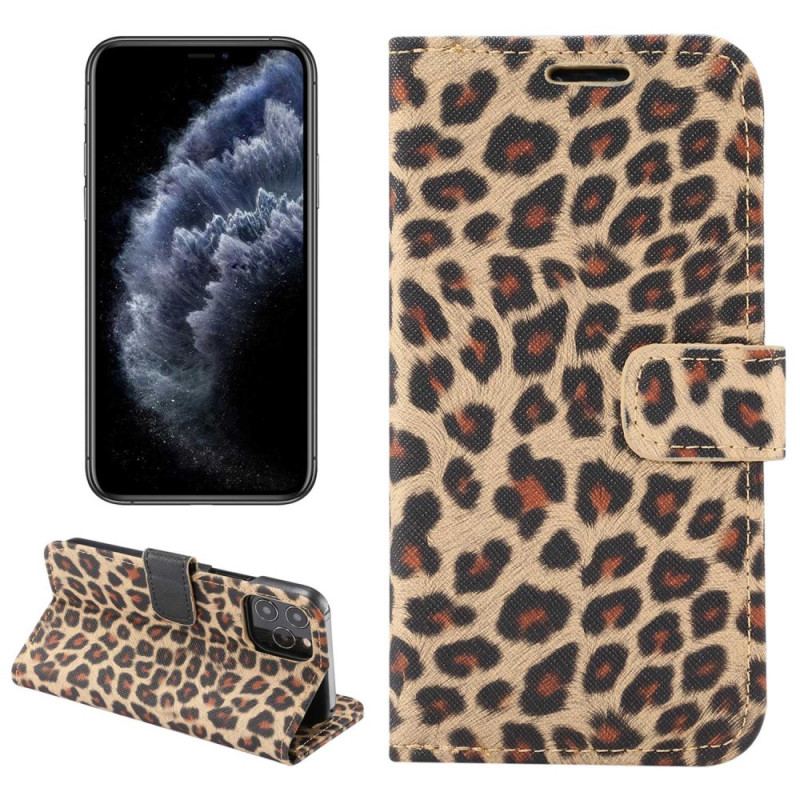 Capa Flip Para iPhone 14 Leopardo