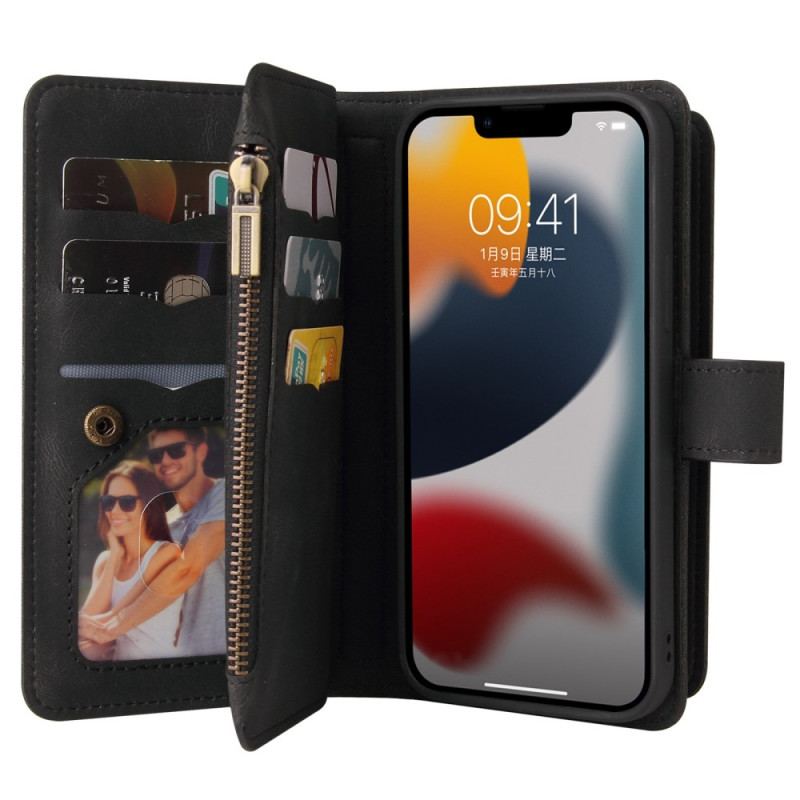 Capa Flip Para iPhone 14 Titular Do Cartão Multifuncional