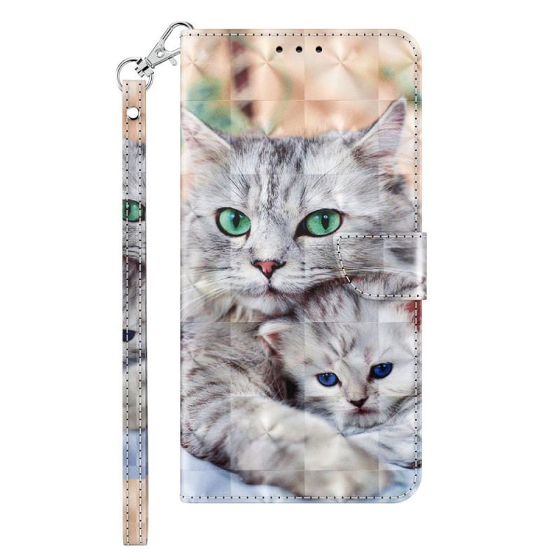 Capa Folio Para iPhone 14 De Cordão Apenas Gatos Tangas