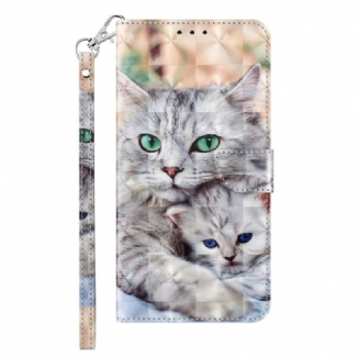 Capa Folio Para iPhone 14 De Cordão Apenas Gatos Tangas