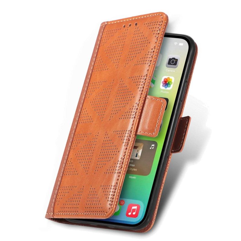 Capa Folio Para iPhone 14 Estilo Retrô De Couro