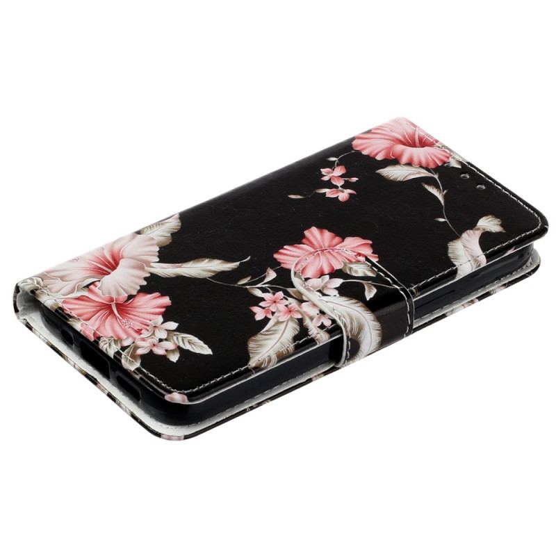 Capa Folio Para iPhone 14 Flores