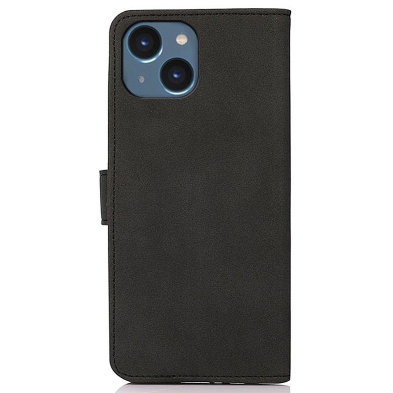 Capa Folio Para iPhone 14 Khazneh Moda Efeito Couro