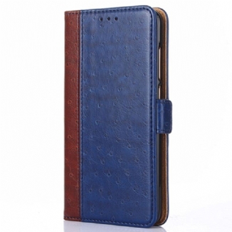 Capa Folio Para iPhone 14 Textura De Pele De Avestruz