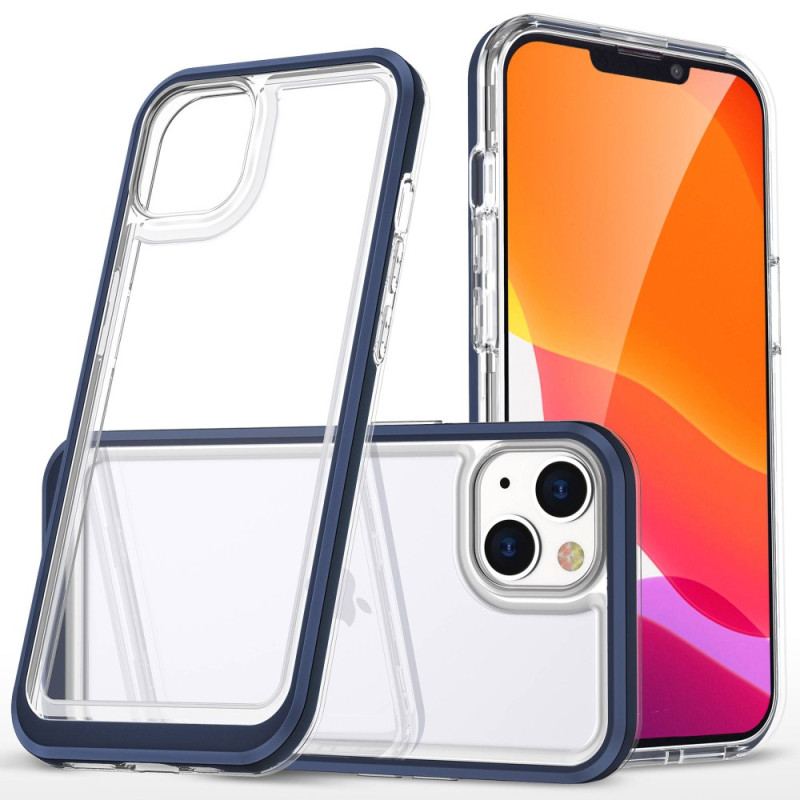 Capa Para iPhone 14 Bordas Coloridas De Cristal