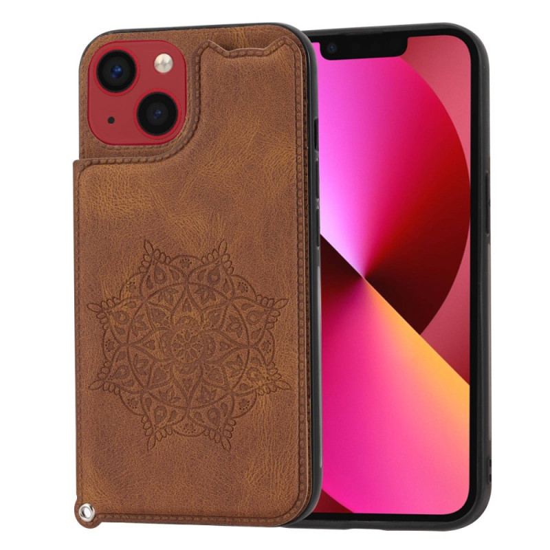 Capa Para iPhone 14 De Cordão Titular De Cartão De Alça De Mandala