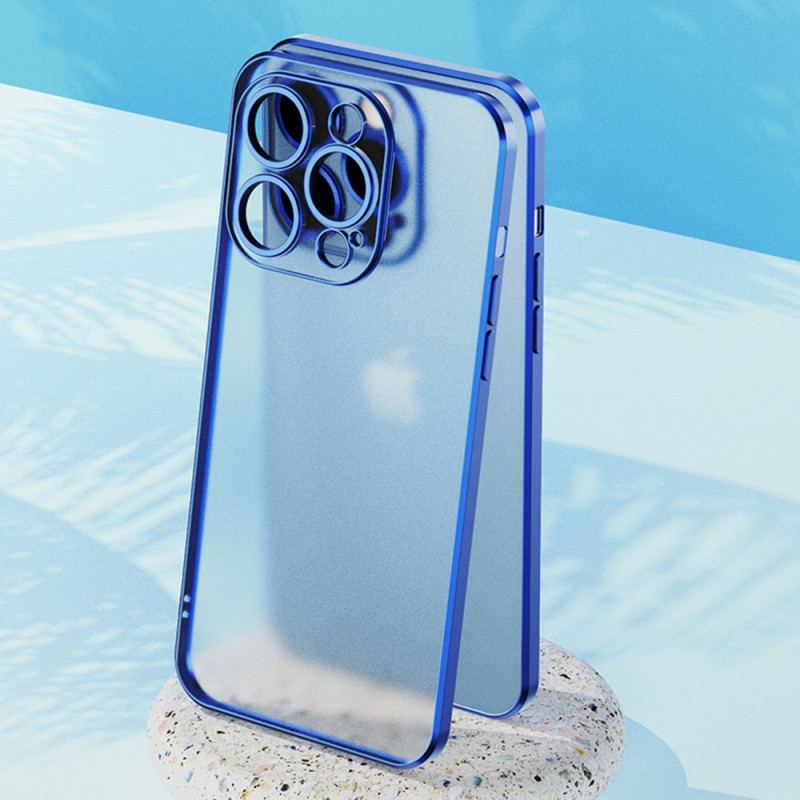 Capa Para iPhone 14 Estilo Metálico Transparente